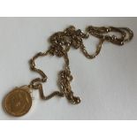 A 1906 sovereign mounted as a pendant on fine link