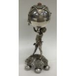 An unusual Jewish silver spice box mounted with a