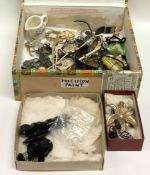 A box containing jet and other costume jewellery.