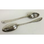 A pair of Irish bright cut Georgian silver tablesp