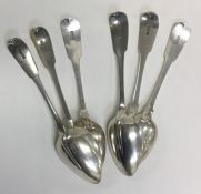 A set of six Irish silver fiddle pattern and rat t