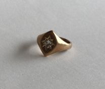 A large heavy gent's 9 carat signet ring, the cent