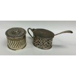 A small silver half fluted caddy together with a s