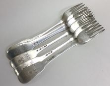 A matched set of six Irish silver fiddle pattern t