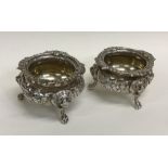 A good pair of heavy Georgian cast silver salts wi