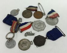 A small collection of Military medals and badges.