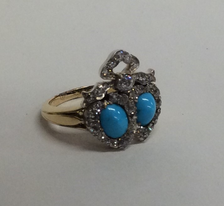 An unusual Victorian turquoise and diamond double - Image 2 of 2