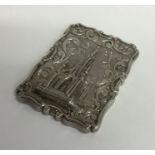 A rare silver castle top card case profusely decor