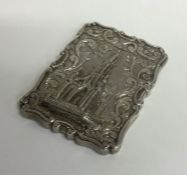 A rare silver castle top card case profusely decor