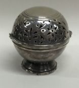 An 18th Century circular silver soap box on pedest