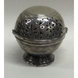 An 18th Century circular silver soap box on pedest