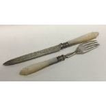 A pair of Edwardian silver and MOP dessert servers