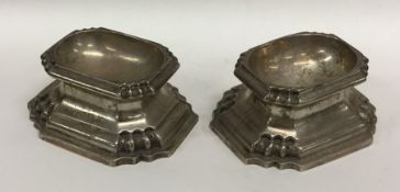 A pair of Georgian style cast silver trencher salt