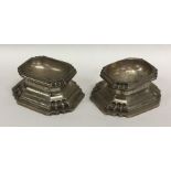 A pair of Georgian style cast silver trencher salt