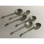 A set of six Continental silver cruet spoons. Appr