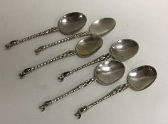 A set of six Continental silver cruet spoons. Appr