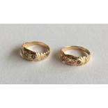 Two Victorian 18 carat gypsy set rings. Approx. 6