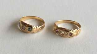 Two Victorian 18 carat gypsy set rings. Approx. 6