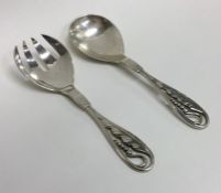 GEORG JENSEN: A pair of small silver servers with