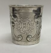 An 18th Century Norwegian silver beaker embossed w