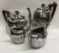 A good four piece half fluted silver plated tea an