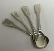 A set of four Georgian silver fiddle pattern musta