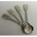 A set of four Georgian silver fiddle pattern musta