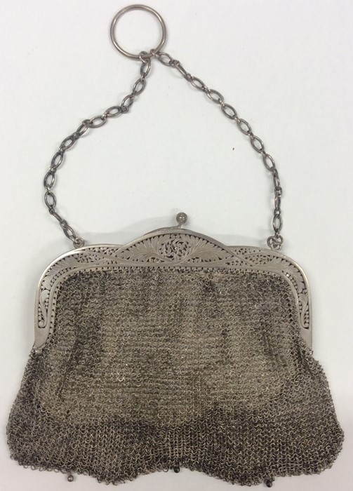 A Continental silver mesh purse on suspension chai - Image 2 of 3