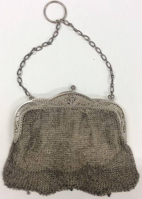 A Continental silver mesh purse on suspension chai - Image 3 of 3