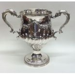 A good heavy Irish silver half fluted trophy cup d
