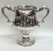 A good heavy Irish silver half fluted trophy cup d