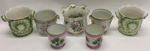 An Aynsley decorated jardiniere together with six