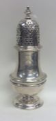 A heavy George II baluster shaped silver caster on