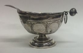 An unusual Norwegian silver dish engraved with flo