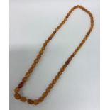 A graduated string of yellow amber beads with conc