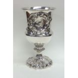 A good Georgian silver goblet attractively decorat