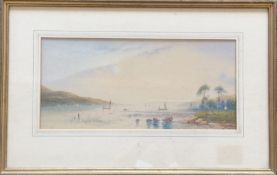 E LEWIS: A framed and glazed watercolour depicting