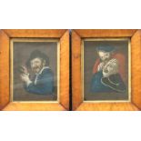 A pair of maple framed and glazed prints depicting