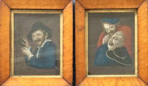 A pair of maple framed and glazed prints depicting