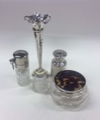 Silver mounted and hobnail cut scent bottles etc.