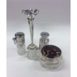 Silver mounted and hobnail cut scent bottles etc.