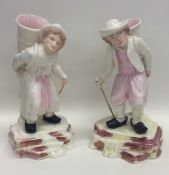 BELLEEK: A rare pair of early figures in the form