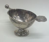 An unusual Norwegian silver dish engraved with flo