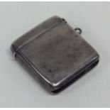 A plain silver vesta case with hinged top. Birming