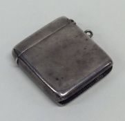 A plain silver vesta case with hinged top. Birming