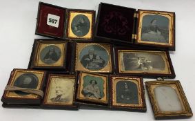 A group of leather mounted daguerreotypes. Est. £5