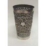 A tall Indian silver tapering beaker sleeve decora