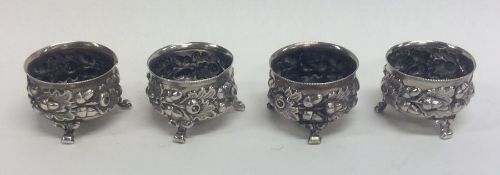 An attractive set of four silver salts decorated w