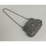 A Maltese filigree silver mesh purse with fitted i