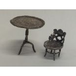 A novelty Continental silver miniature table with